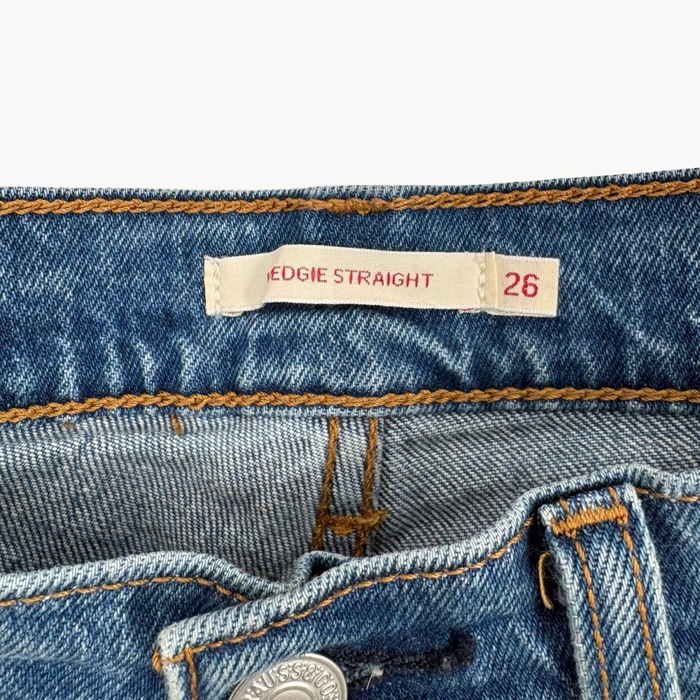 Levi’s Premium Wedgie Straight Ankle Jeans Size 26x26 Medium Wash High Rise - Picture 2 of 12